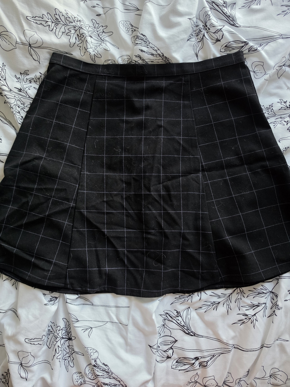 American Apparel Black Windowpane Skater Skirt